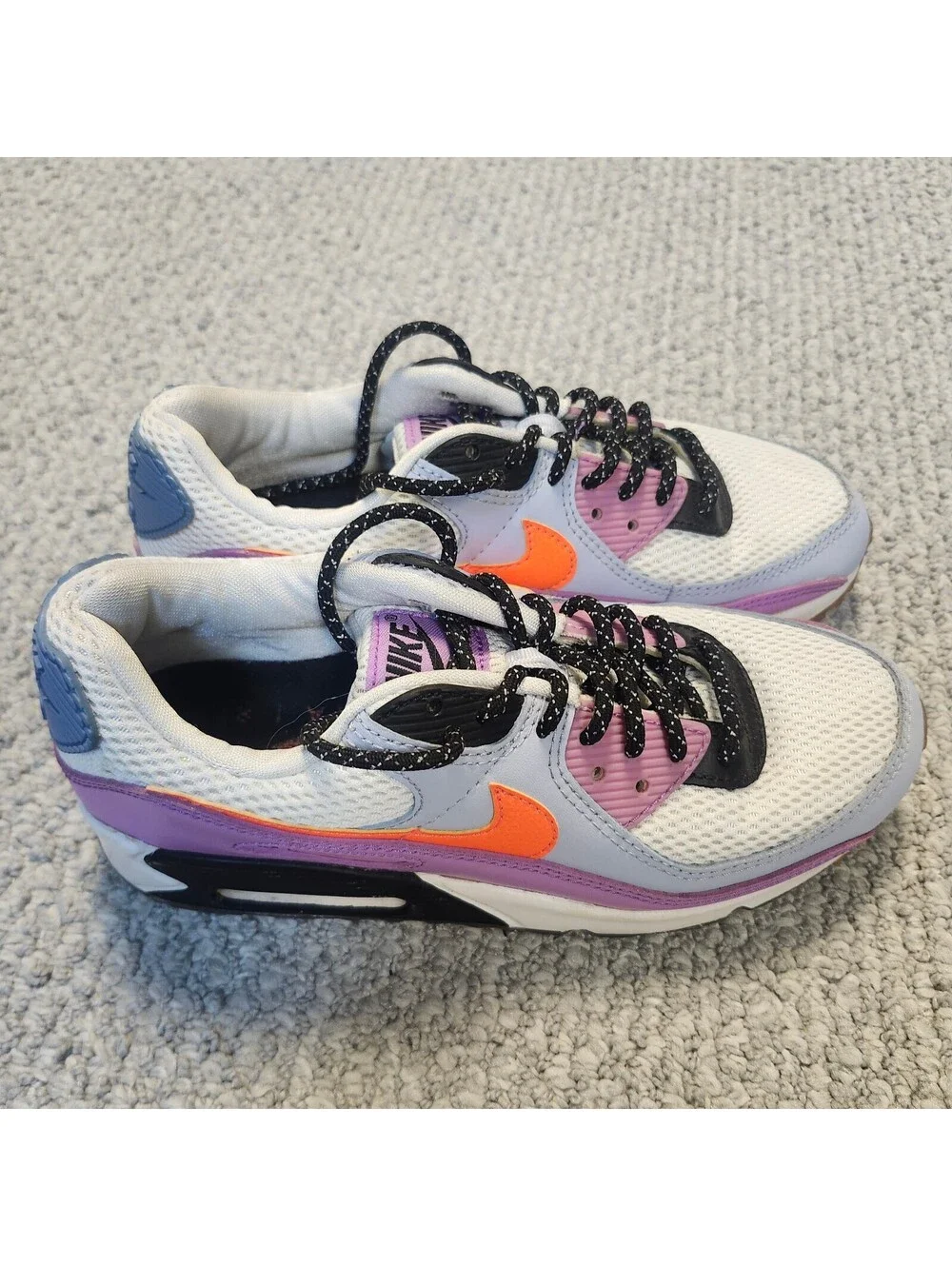 Nike Air Max 90 Carnival Sneakers in White Purple and Orange Size 7